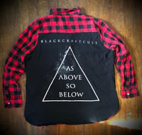 Upcycled “Blackcraft Cult: As Above So Below” t-shirt flannel