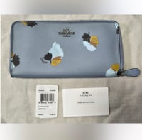 Image 4 of Coach Light Blue Floral Zip long Wallet 