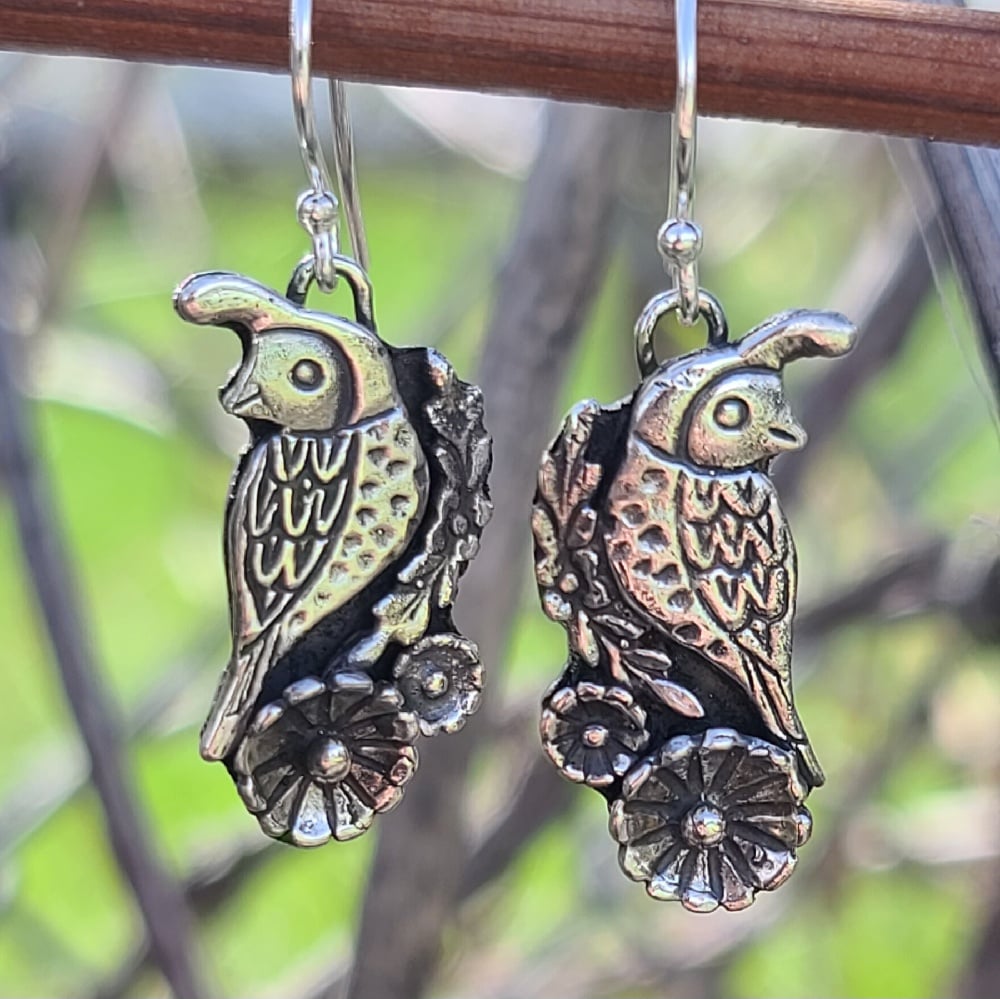 Image of Sterling Silver Floral Quail Earrings