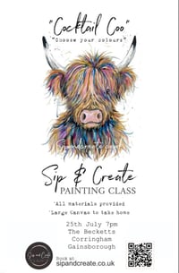 Image 3 of Prosecco and Paint Night at Gainsborough “Highland Cow”