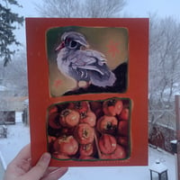 Image 1 of silver wood duck & persimmons print