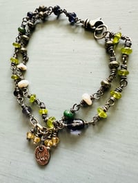 Image 10 of peridot and emerald double strand charm bracelet