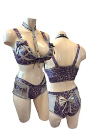 Image 1 of Purple and gold leopard print set