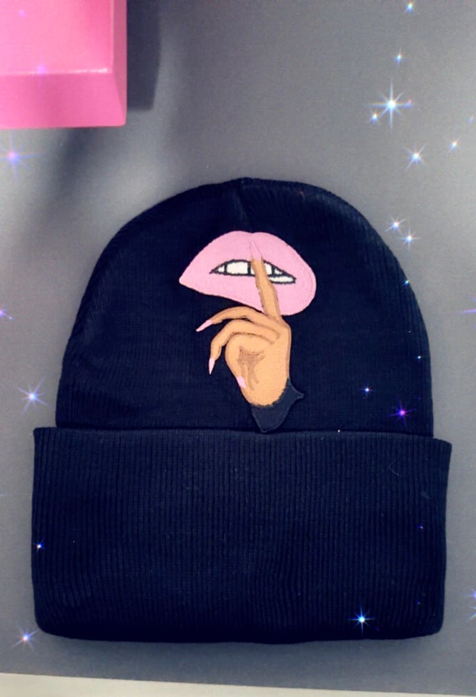 Image of Sssh lips beanie hat