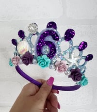 Image 5 of Mermaid birthday tiara crown in lilac and purple party accessories