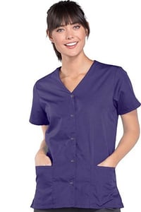 Image 1 of Versatile V-Neck Snap Button Scrub Top (Available in Many Colors)