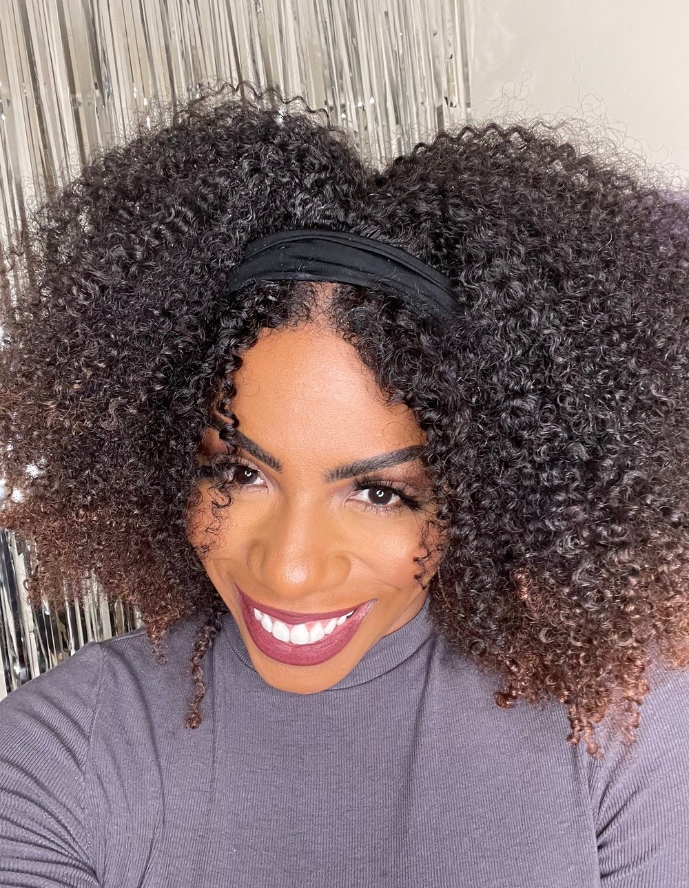 Image of Kinky Curly OMBRE COLORED HEADBAND WIG with Nape baby hairs CUSTOMIZED