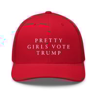 Image 1 of Pretty Girls Vote Trump Red - Trucker Cap from PatriotsCo.com