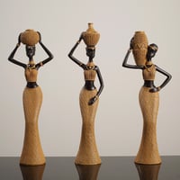 Image 4 of African Tribal Home Decor, Vintage Woven Pattern Resin Sculpture, Bohemian Living Room Entryway Deco