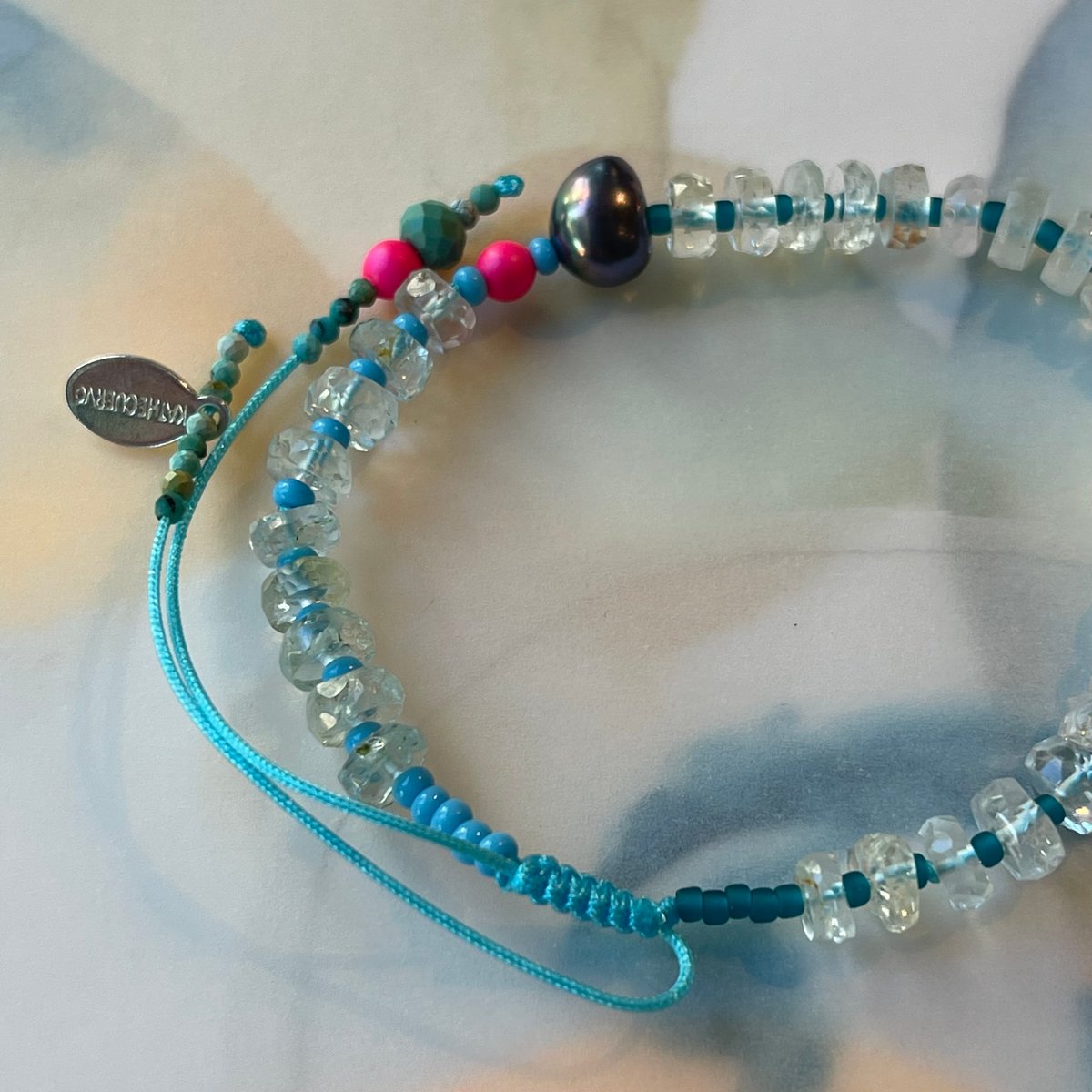 Image of aqua and pearl bracelet