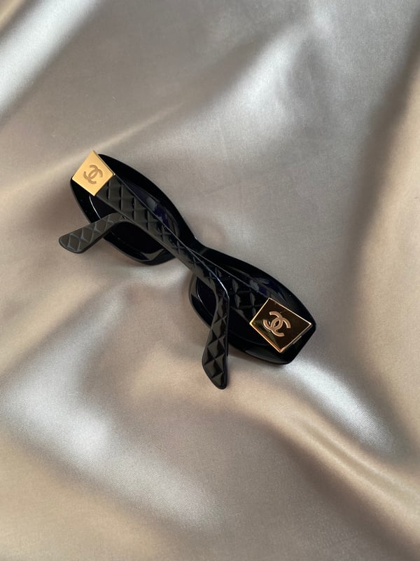Image of Chanel Black 90’s Quilted Sunglasses