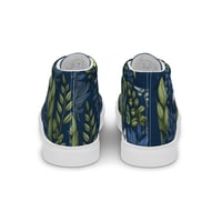 Image 15 of Art Nouveau Inspired Blue Boho Floral Sketch Women’s high top canvas shoes