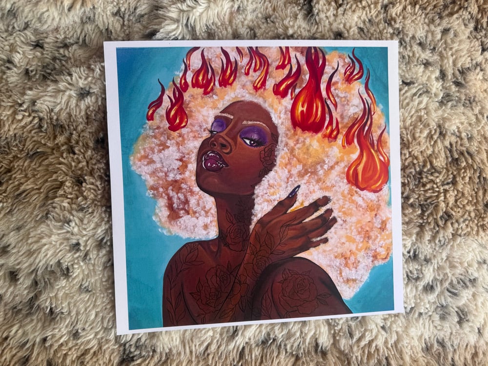Image of girl on fire prints 