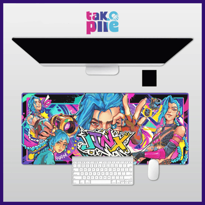 Image of Extended Gaming Mouse Pad / Deskmat | JINX from ARCANE LEAGUE OF LEGENDS | 70 x 30 cm | by TAKOPIIE