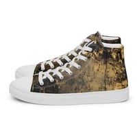 Image 17 of Black and Gold Tattered Textured Look Goth Women’s high top canvas shoes