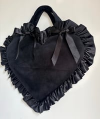 Image 3 of 🖤 Black Velvet Heart Handheld Bow Bag