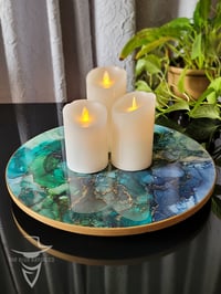 Image 2 of 15" Epoxy Resin Art Lazy Susan Turntable 'The Nine of Cups'