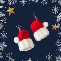 Image 3 of Christmas Knitted Hat Dangle Earrings