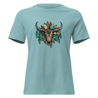 Image 8 of Women's Relaxed T-Shirt, Turquoise & Brown Skull Tee, Western