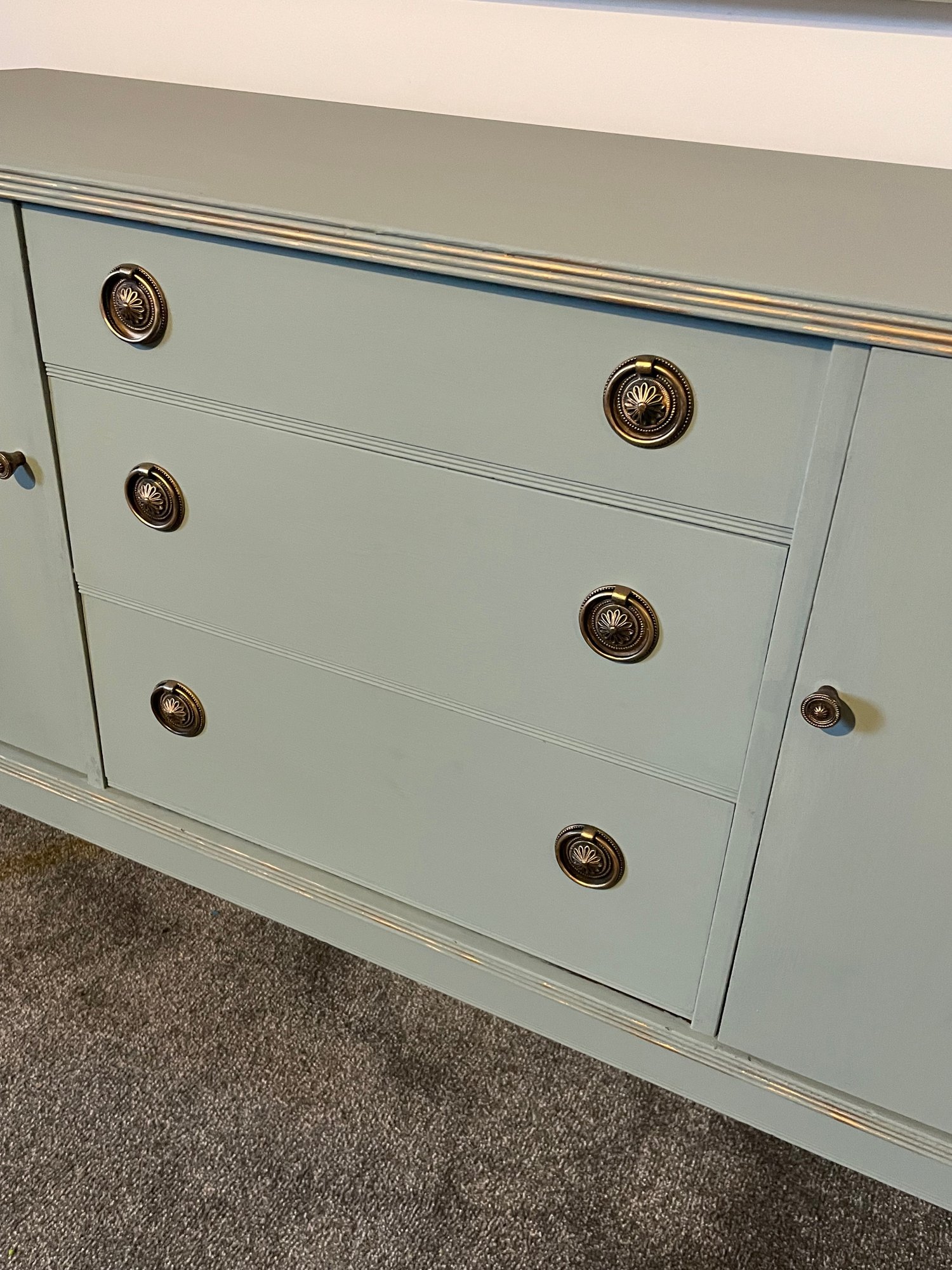 Image of Duck egg blue sideboard with Glass top