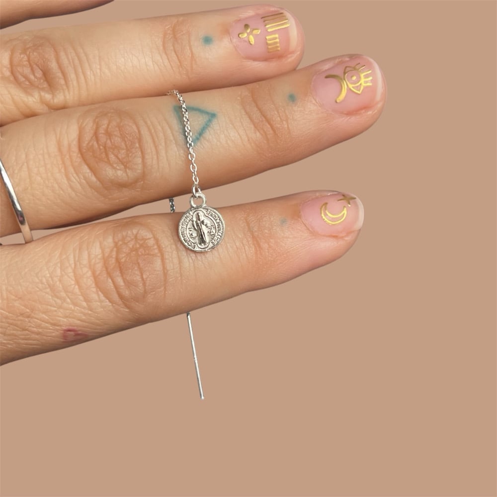 Image of saint benedict thread earring