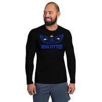 Image 3 of BOSSFTTED Black and Blue Men's Compression Shirt