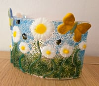 Image 5 of Fused Glass Daisy, Butterfly and Bee Candle Surround 