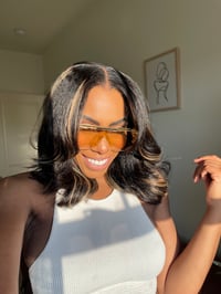 Image 9 of 14 inch 'M' shaped LAGOS HAIRLINE 5x5 HD LACE CLOSURE WIG with BLONDE HIGHLIGHTS