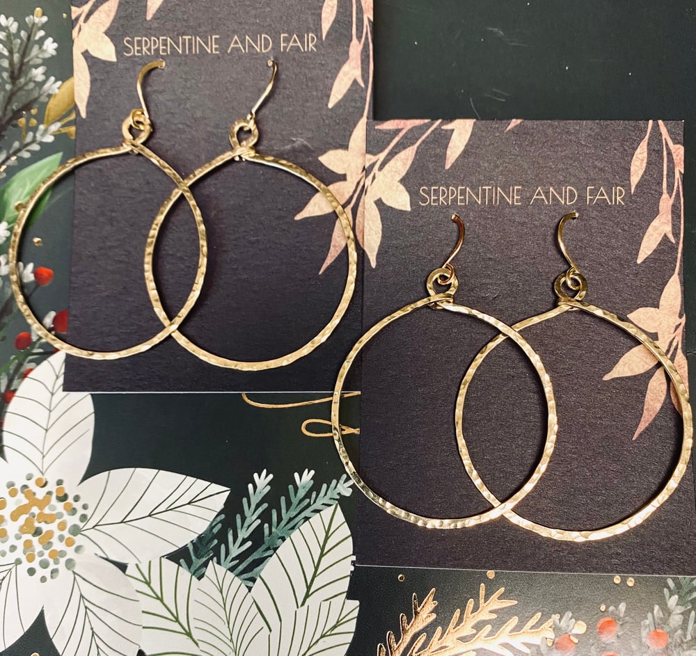 Image of Medium 14k Gold Filled Hanging Hoops 