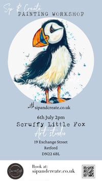 Image 3 of “Fluffy Puffin” Painting Workshop at Retford