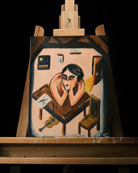 Image of ‚The night is calling but I can’t go‘  oilpainting 