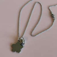 Image 3 of Silver flower and barrel lock necklace