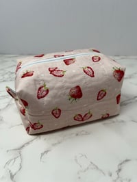 Image 2 of Handmade Pink Strawberry Boxy Pouch