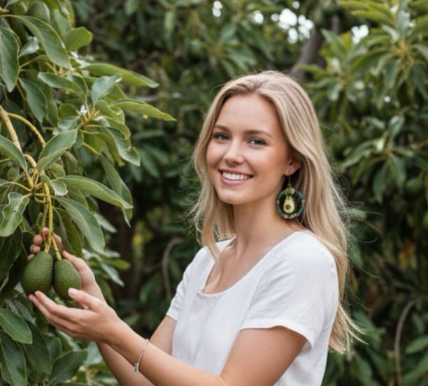 Image of Green and Brown Avocado Drop Earrings — Statement Women’s Earrings