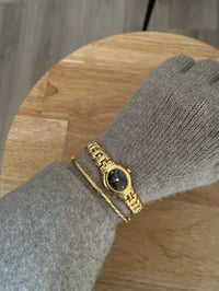 Image 7 of Vintage Gold 18K Gold Plated Pulsar By SEIKO oval black dial - New in Tag