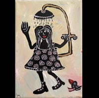 Image 1 of Portable Shower Dress” original painting on 5” x 7” canvas 