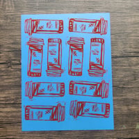 Image 1 of 'which way is up' - blue & red - one off BLOCKPRINT 