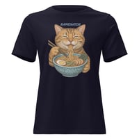 Image 3 of Women's Relaxed T-Shirt, Ramenator Cat T-Shirt | Funny Ramen Cat Graphic Tee