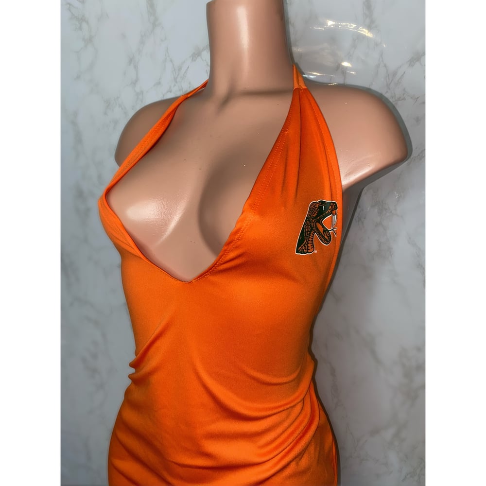 Image of Orange halter dress