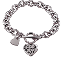 Image 3 of Stainless Steel Daughter Heart Charm Bracelet 