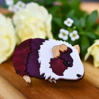 Image 1 of Gertie The Guinea Pig Brooch - Mauve, Purple And Gold 
