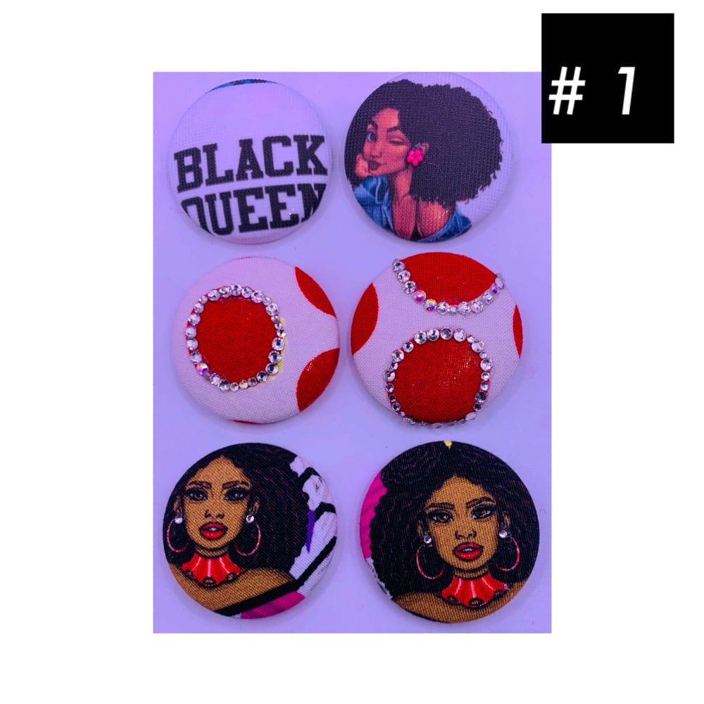 Image of Black Queen Button earrings #1