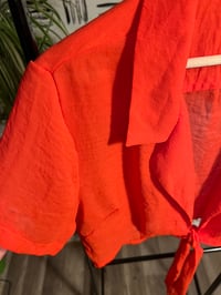 Image 3 of Fashion Nova orange red crop tie top