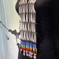 Image 2 of Sm Dentalium Breastplate Necklace & Earrings set (Blue & rainbow) 