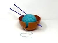 Image 2 of Orange glazed Medium Yarn Bowl 