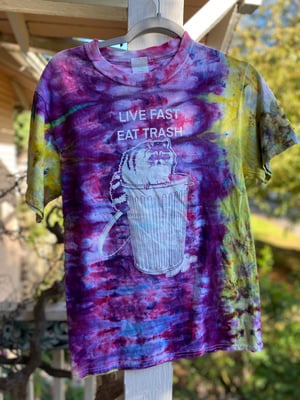 Image of SMALL Live Fast Eat Trash Tie Dye Shirt 1