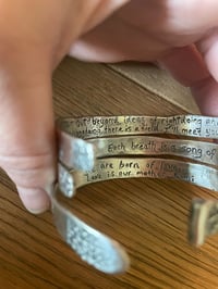 Image 9 of handcrafted sterling silver Rumi out beyond quote cuff