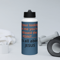 Image 1 of Stainless steel water bottle with a straw lid (it's all about JESUS)