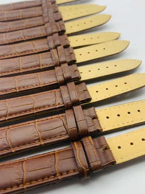 Image of LOTS OF 5 & 10 X CROC  STYLE OMEGA LEATHER GENTS WATCH STRAPS,20mm,BLACK,BROWN,WITHOUT BUCKLES.