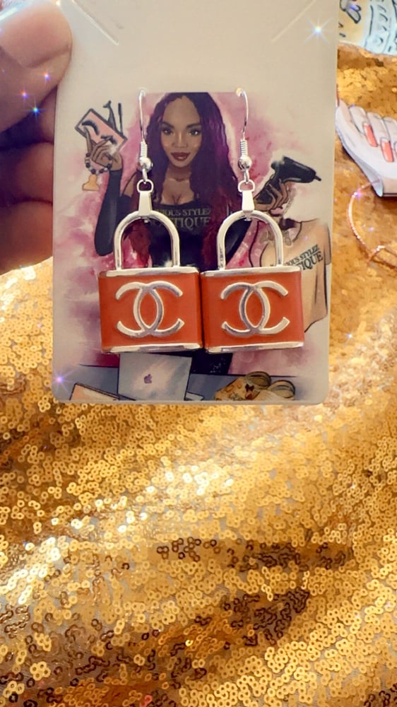 Image of Designer inspired chanel lock earrings